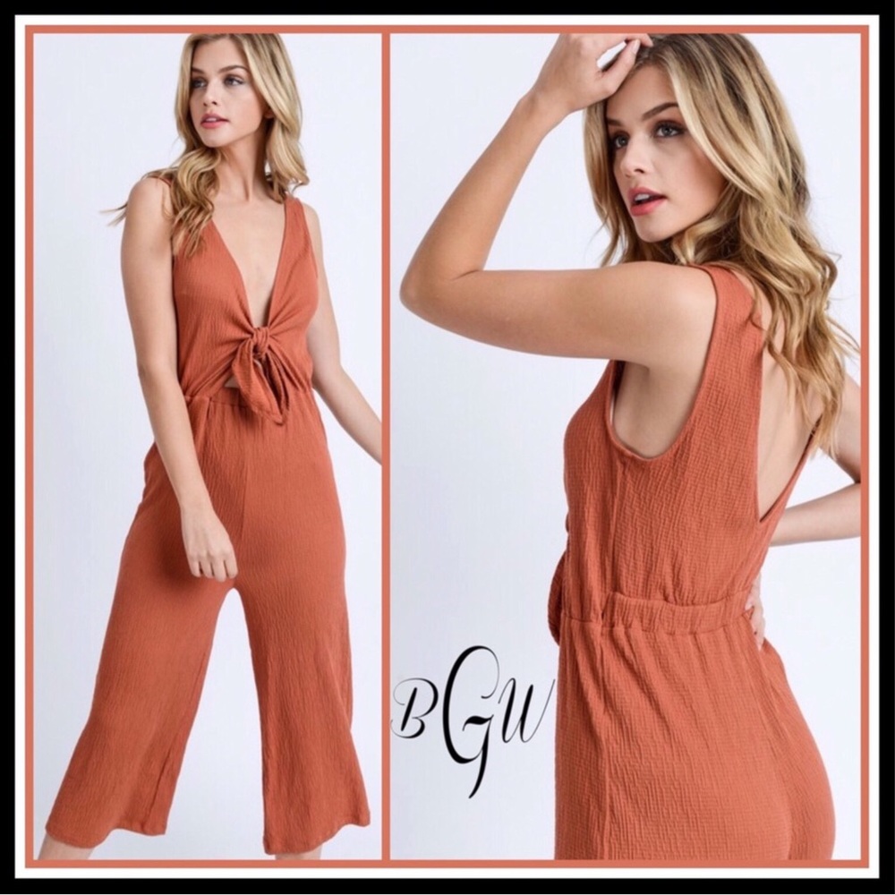 🆕🎉HP🎉5⭐️Front Tie Knotted Jumpsuit - Picture 2 of 7